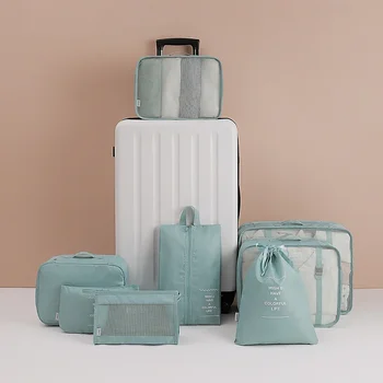 Преносима чанта за съхранение на пътувания Организатор на дрехи от седем части Опаковъчна чанта Чанта за съхранение на дрехи Пътуване 7-парче комплект за съхранение Изображение