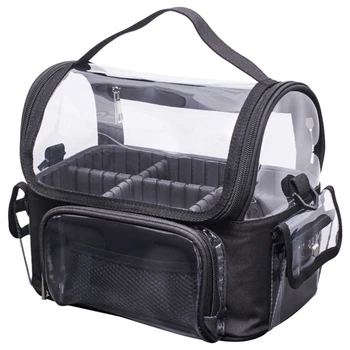 Прозрачна козметична чанта за съхранение на четка за грим, просторна с подвижни разделители Изображение