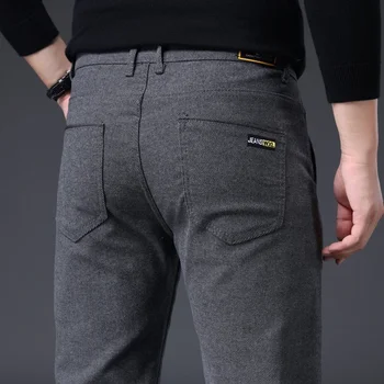 Пролет есенен дизайн мъжки ежедневни панталони тънък памучен панталон прави панталони мъжка мода участък бизнес плюс размер 38 Изображение