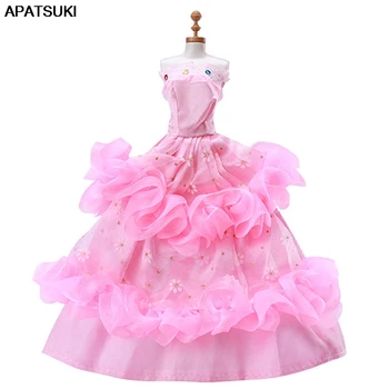 Розови флорални рокли за кукли Барби Тоалети Принцеса сватбено парти рокля танци костюм за 1/6 BJD кукли Детски & Бебешки играчки Изображение