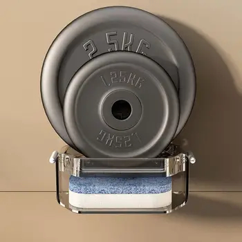 Сапунена тава Двуслойна стенна сапунена чиния със силен товар за проста инсталация Багажник за съхранение на баня с дренаж Изображение