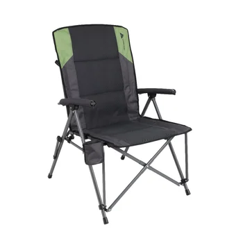 Сив туристически стол с висока облегалка Hard Arm Къмпинг стол Freight Free Nature Hike Portable Сгъваеми столове Изображение