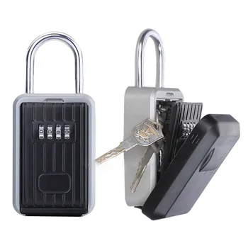 Стенен ключ за съхранение на кутия 4-цифрена комбинация от пароли Безопасна къща Резервен ключ за кола Безопасен външен ключ против кражба Водоустойчива кутия Изображение