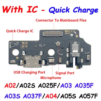 Тестван USB зарядно порт жак док конектор Flex кабел с микрофон за Samsung A02 A03 A035F A04 A05 A02S A025F A03S A04S Изображение