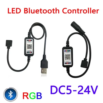Търговия на едро DC5V-24V LED USB RGB контролер 12V 4Pin безжична музика Bluetooth контролер RGB за 5050 2835 3528 Led лента светлина Изображение