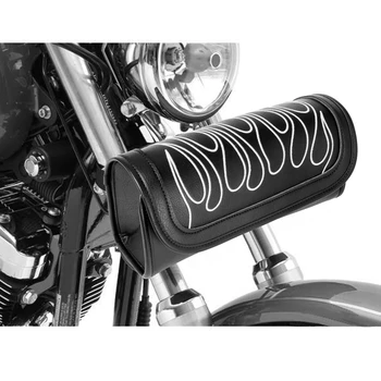 Универсална мотоциклетна вилица чанта PU кожена кормило инструмент седловина чанта задна чанта за електрически мотоциклет Изображение