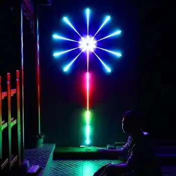 Фойерверки LED лента светлина RGB звук контрол симфония фойерверк светлина сватба Коледа музика контрол пълен комплект мечта метеор лампа Изображение