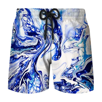 Цветни графити графична дъска шорти панталони мъже Sumemr Хавай плаж шорти бански костюми homme 3D печат готини ледени шорти Изображение