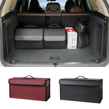 Чанта за съхранение на багажника на автомобила Кожена къмпинг кутия Сгъваема за Hyundai IX30 Accent Tucson Elantra 2023 Соната Санта Фе IX35 Изображение