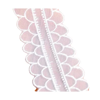 Ширина 1'' Проста бяла мрежеста бродерия дантела от двора за пола аксесоари материал Изображение