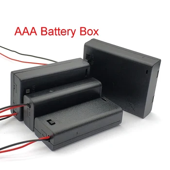 2 3 4 слота DIY батерия кутия AAA батерия притежателя случай кутия DIY контейнер за батерии случай превключвател тел олово за 1.2V / 1.5V AAA батерия Изображение