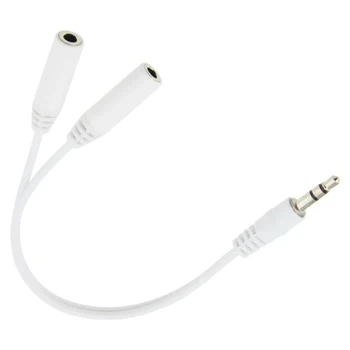 300pcs аудио сплитер кабел 3.5mm мъжки към 2 женски жак 3.5mm микрофон сплитер aux кабел за iPhone лаптоп MP3 слушалки Изображение