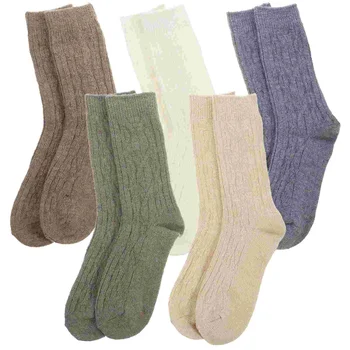5 чифта дамски чорапи удобни къси чорапи чорапи за бягане ежедневни чорапи до глезена топли чорапи Изображение