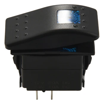 5X 12V 20 Amp водоустойчив син LED за включване / изключване на лодка Marine SPST 3P Rocker Switch със светлина Изображение