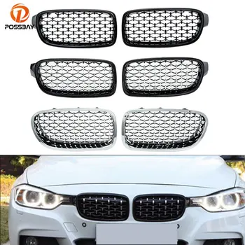 Car Styling Front Kidney Diamond Grille ABS Grills for BMW F30/31 2012 2013 2014 2015 2016 2017 Left Right Auto Аксесоари Изображение