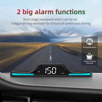 GPS скоростомер HUD Heads Up дисплей Автомобилен скоростомер HD LCD дисплей с алармена функция Автоматичен режим на чувствителност за всички автомобили Изображение
