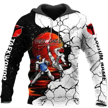 NewFashion Име по поръчка Cosplay Бойни изкуства Спорт Таекуондо спортно облекло Анцуг 3DPrint Мъже/Жени Пуловер Harajuku Hoodies B8 Изображение