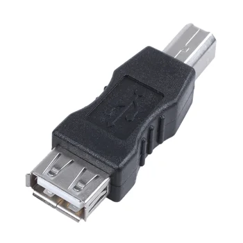 USB адаптер за принтер тип А женски - тип B мъжки черен сребрист тон Изображение