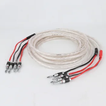 Висококачествен един чифт HIFI посребрен кабел за високоговорители Hi-end 6N OCC кабел за високоговорители Изображение