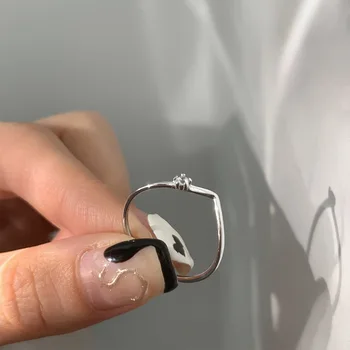 Висококачествени фини бижута 925 стерлинги сребърна игла геометрична извита личност отворени пръстени за жени Lady Bijoux Femme Изображение