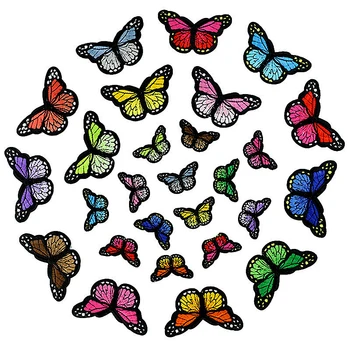Цвят пеперуда DIY желязо на лепенки бродерия апликация дрехи шевни консумативи декоративни значки стикери Изображение